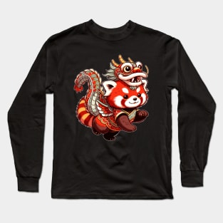 Kawaii Red Panda in Dragon Costume to Celebrate Lunar New Year 2024 Long Sleeve T-Shirt